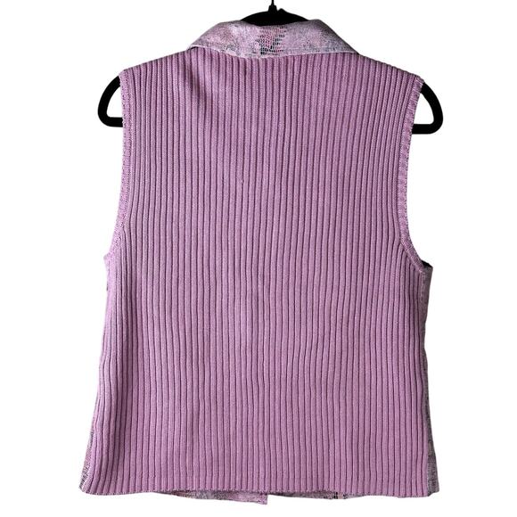 Vintage Lisa International Women Large Pink Snake Skin Suede Cotton Artsy Vest - Picture 2 of 9